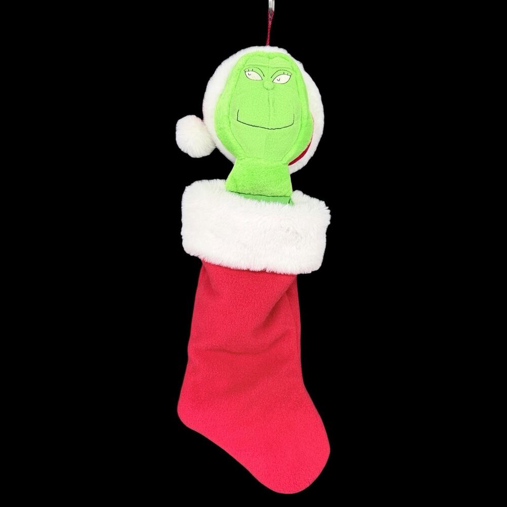 Vtg 1998 Hallmark Dr Seuss Grinch 3D Christmas Stocking Plush Head 22 in